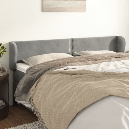 sengegavl med kanter 203x23x78/88cm fløjl lysegrå