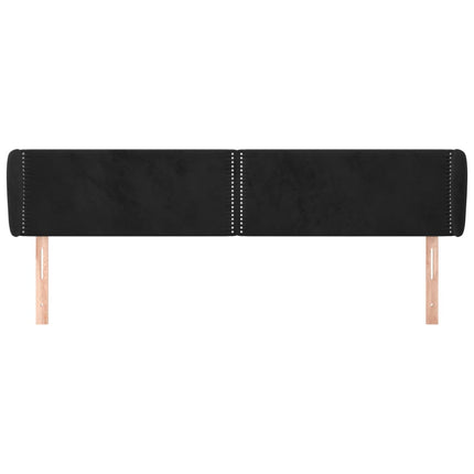 sengegavl med kanter 203x23x78/88 cm fløjl sort