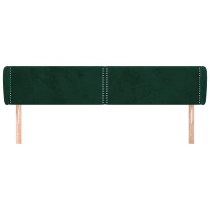 sengegavl med kanter 203x23x78/88 cm fløjl mørkegrøn