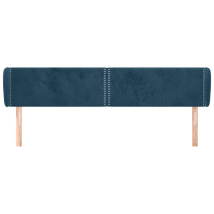 sengegavl med kanter 203x23x78/88 cm fløjl mørkeblå