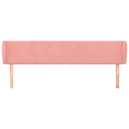 sengegavl med kanter 203x23x78/88 cm fløjl lyserød