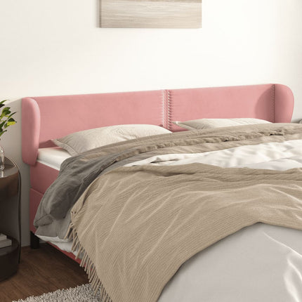 sengegavl med kanter 203x23x78/88 cm fløjl lyserød
