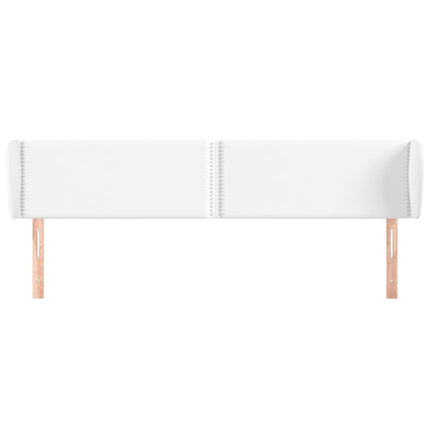 sengegavl med kanter 203x23x78/88 cm kunstlæder hvid