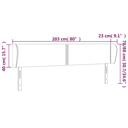 sengegavl med kanter 203x23x78/88 cm kunstlæder hvid