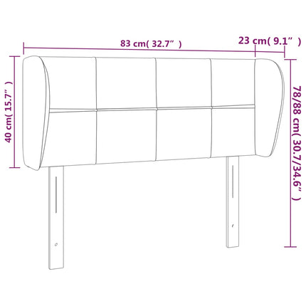 sengegavl med kanter 83x23x78/88 cm stof gråbrun