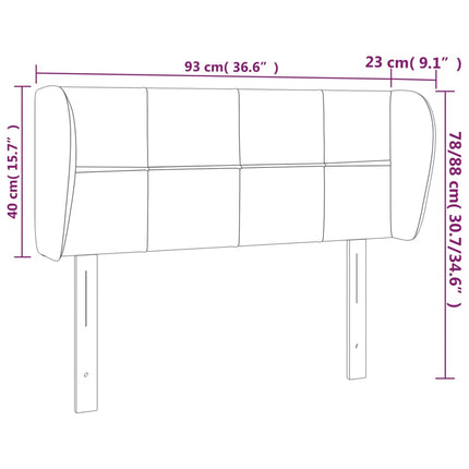 sengegavl med kanter 93x23x78/88 cm stof blå