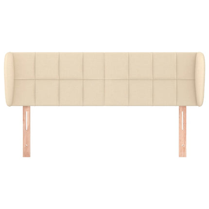 sengegavl med kanter 147x23x78/88 cm stof cremefarvet