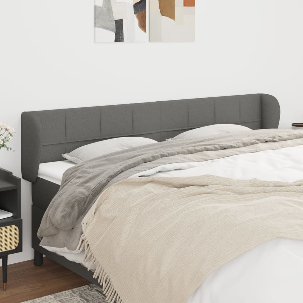 sengegavl med kanter 203x23x78/88 cm stof mørkegrå