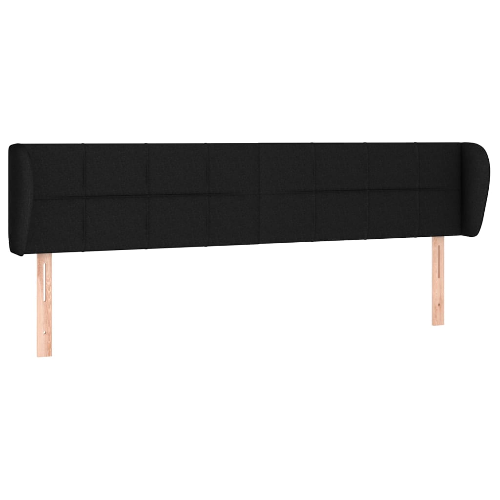 sengegavl med kanter 203x23x78/88 cm stof sort