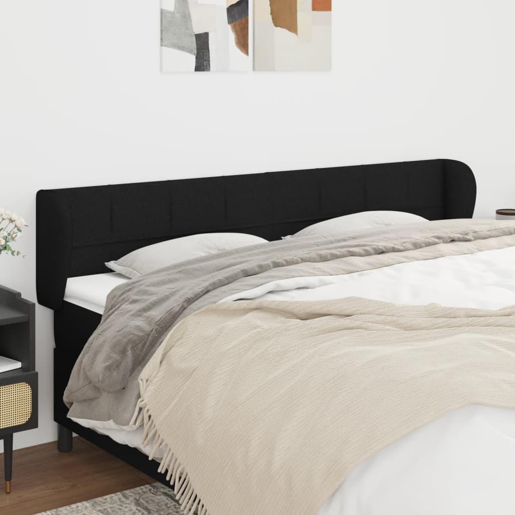 sengegavl med kanter 203x23x78/88 cm stof sort