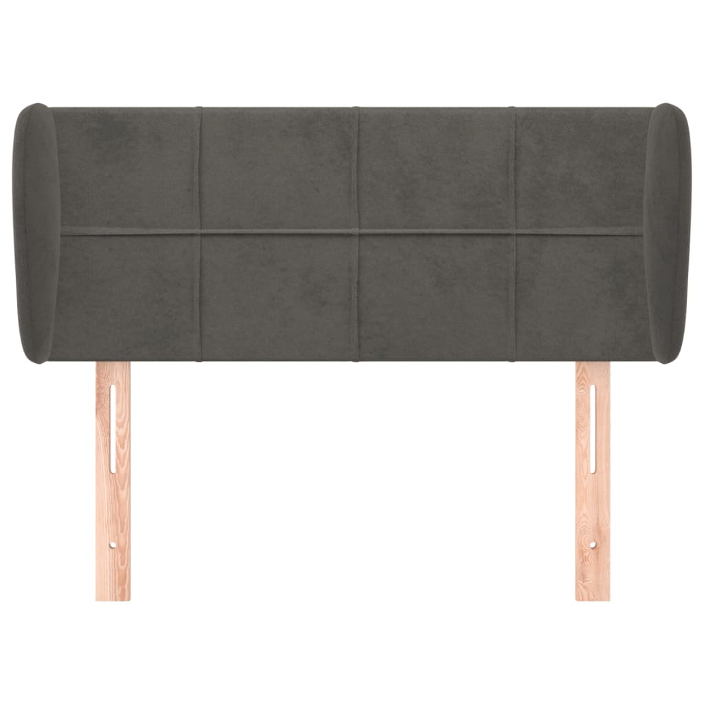 sengegavl med kanter 83x23x78/88 cm fløjl mørkegrå