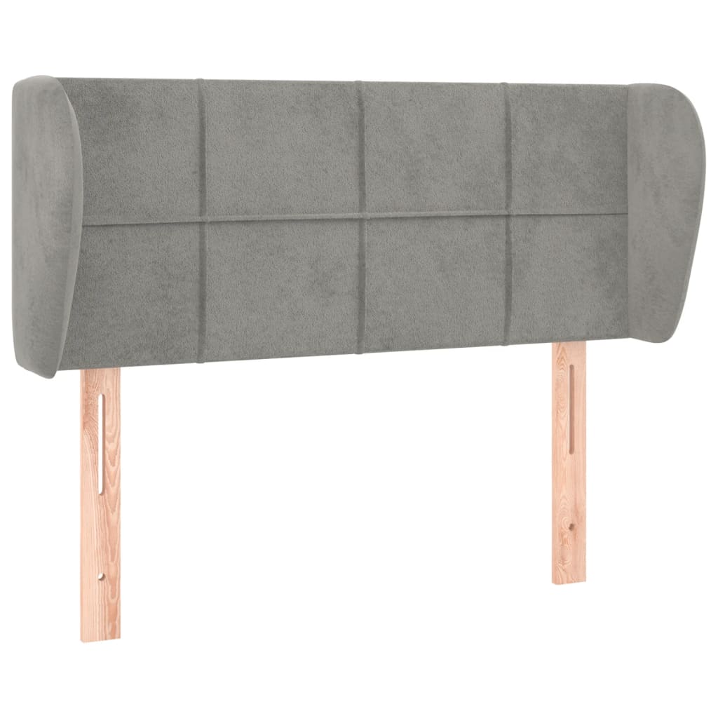 sengegavl med kanter 93x23x78/128 cm fløjl lysegrå