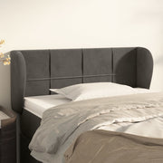 sengegavl med kanter 93x23x78/88 cm fløjl mørkegrå