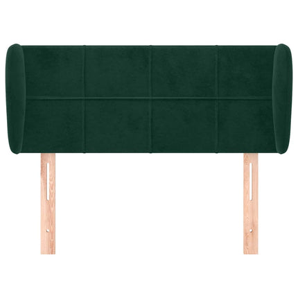 sengegavl med kanter 93x23x78/88 cm fløjl mørkegrøn