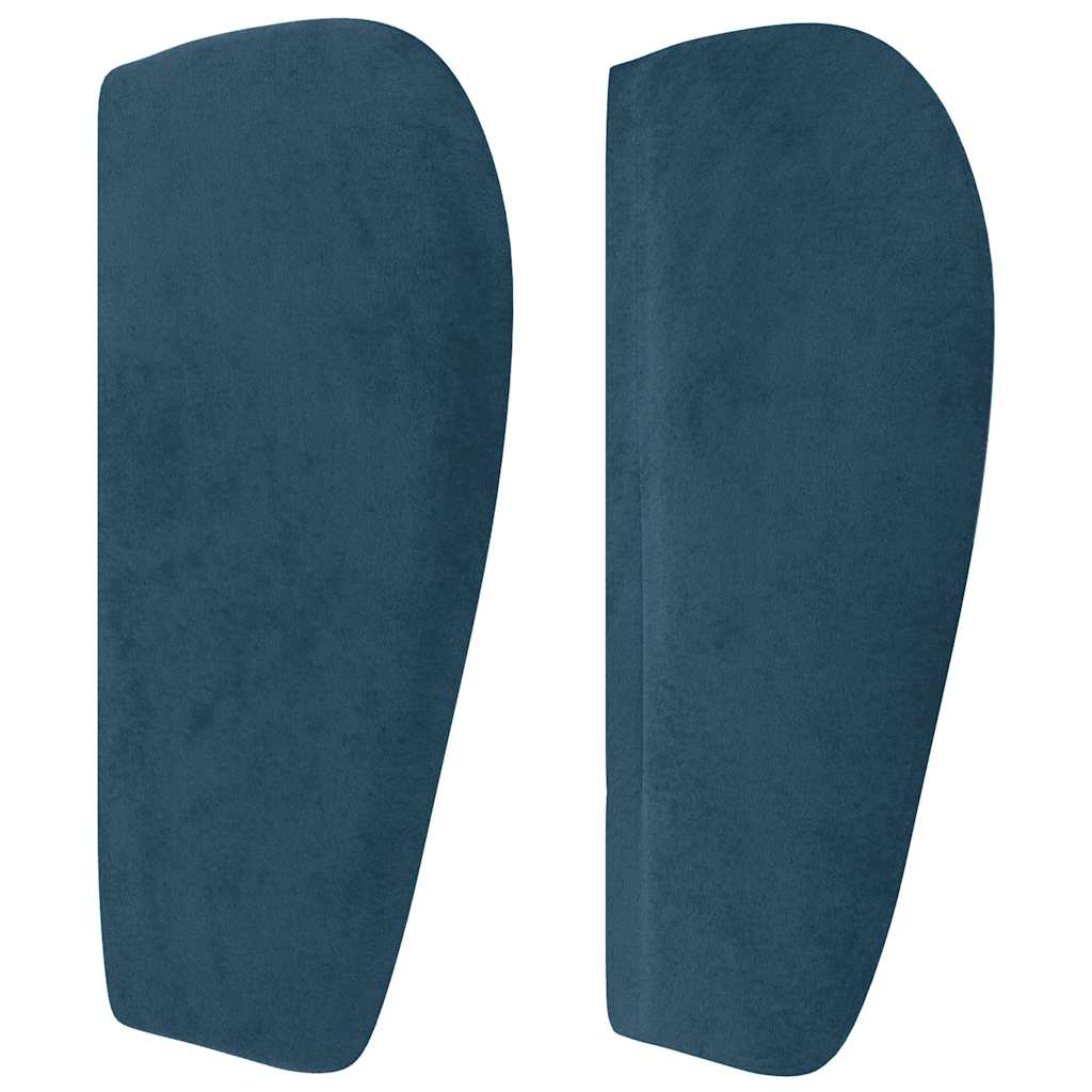 sengegavl med kanter 93x23x78/88 cm fløjl mørkeblå