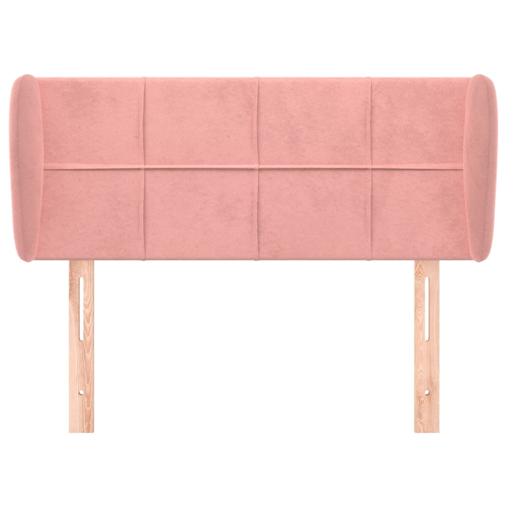 sengegavl med kanter 93x23x78/88 cm fløjl lyserød