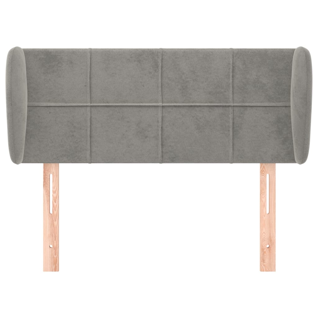 sengegavl med kanter 103x23x78/88cm fløjl lysegrå