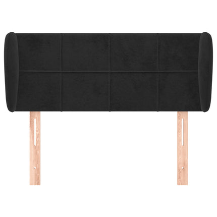sengegavl med kanter 103x23x78/88 cm fløjl sort