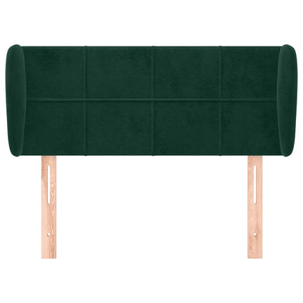sengegavl med kanter 103x23x78/88 cm fløjl mørkegrøn