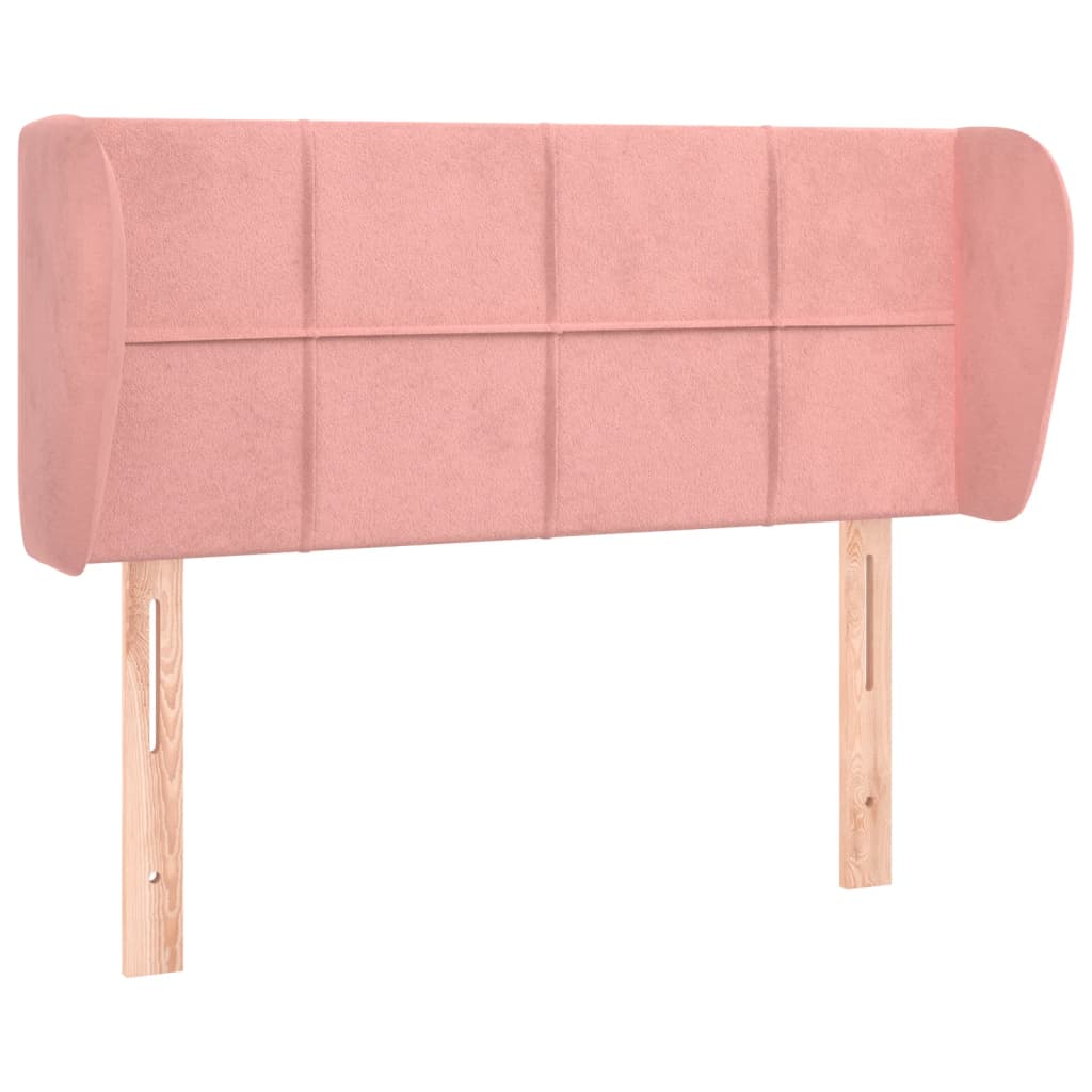 sengegavl med kanter 103x23x78/88 cm fløjl lyserød
