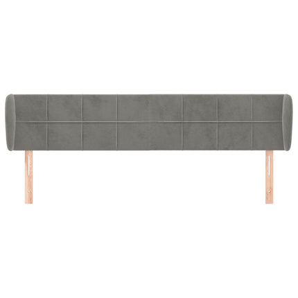 sengegavl med kanter 163x23x78/88cm fløjl lysegrå