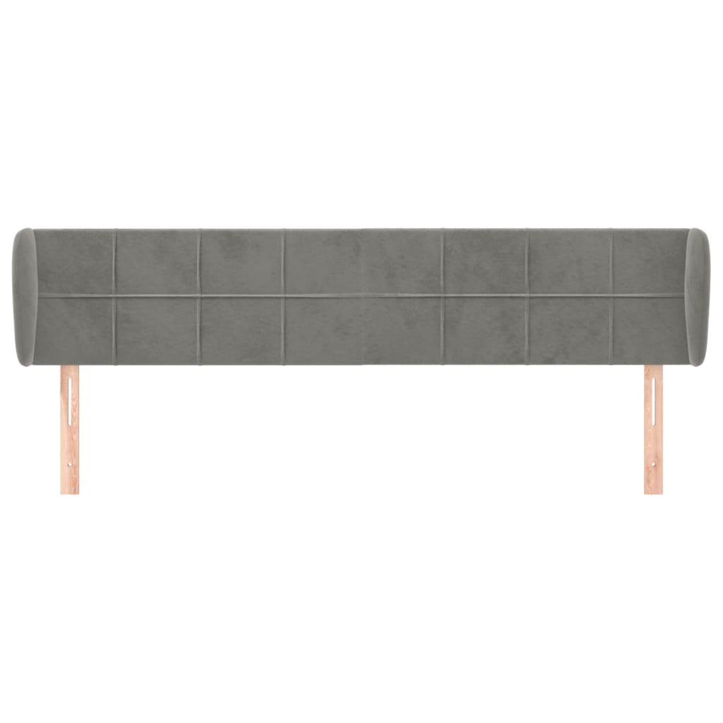 sengegavl med kanter 163x23x78/88cm fløjl lysegrå