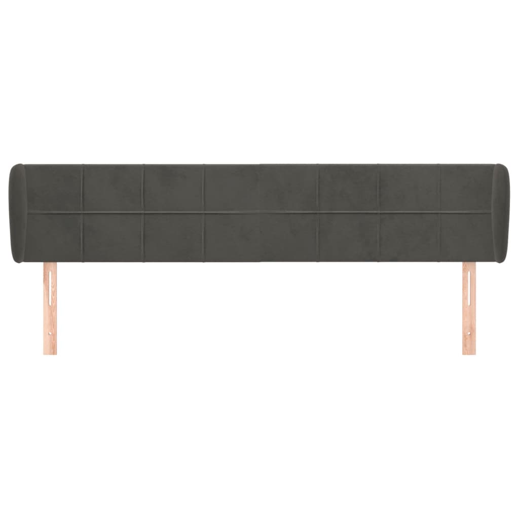 sengegavl med kanter 163x23x78/88 cm fløjl mørkegrå