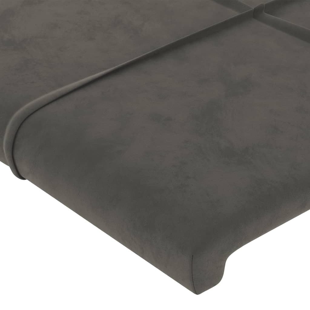 sengegavl med kanter 163x23x78/88 cm fløjl mørkegrå
