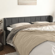 sengegavl med kanter 163x23x78/88 cm fløjl mørkegrå