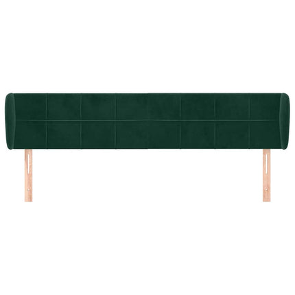 sengegavl med kanter 163x23x78/88 cm fløjl mørkegrøn