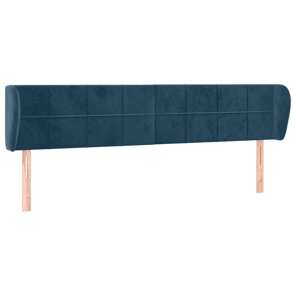 sengegavl med kanter 163x23x78/88 cm fløjl mørkeblå