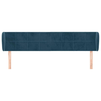 sengegavl med kanter 163x23x78/88 cm fløjl mørkeblå