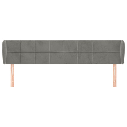 sengegavl med kanter 183x23x78/88cm fløjl lysegrå