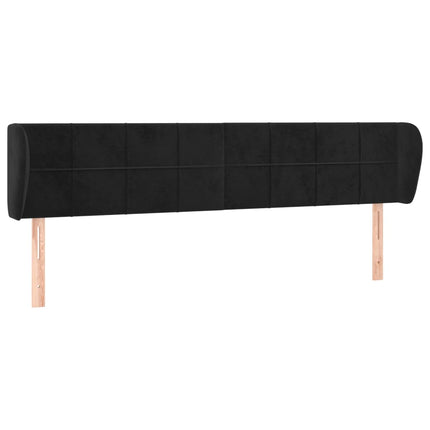 sengegavl med kanter 183x23x78/88 cm fløjl sort