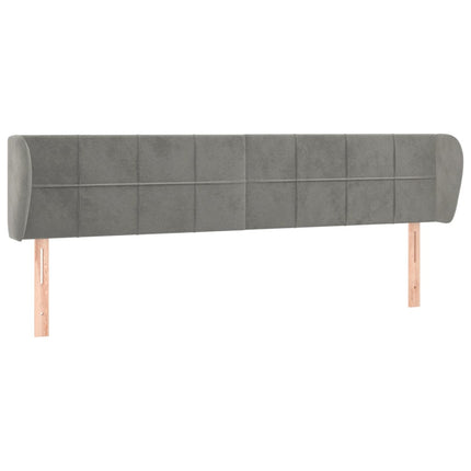 sengegavl med kanter 203x23x78/88cm fløjl lysegrå