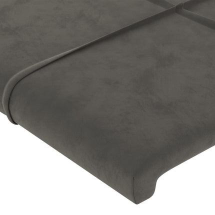 sengegavl med kanter 203x23x78/88 cm fløjl mørkegrå
