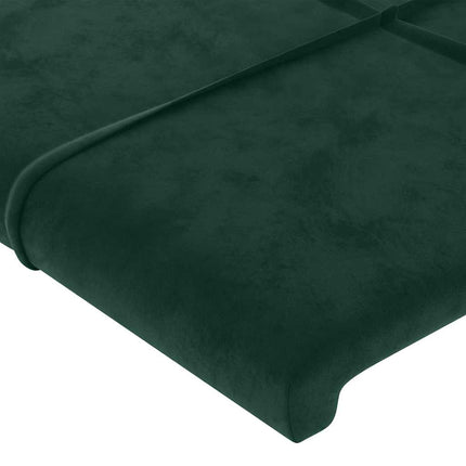 sengegavl med kanter 203x23x78/88 cm fløjl mørkegrøn