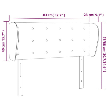 sengegavl med kanter 83x23x78/88 cm kunstlæder grå