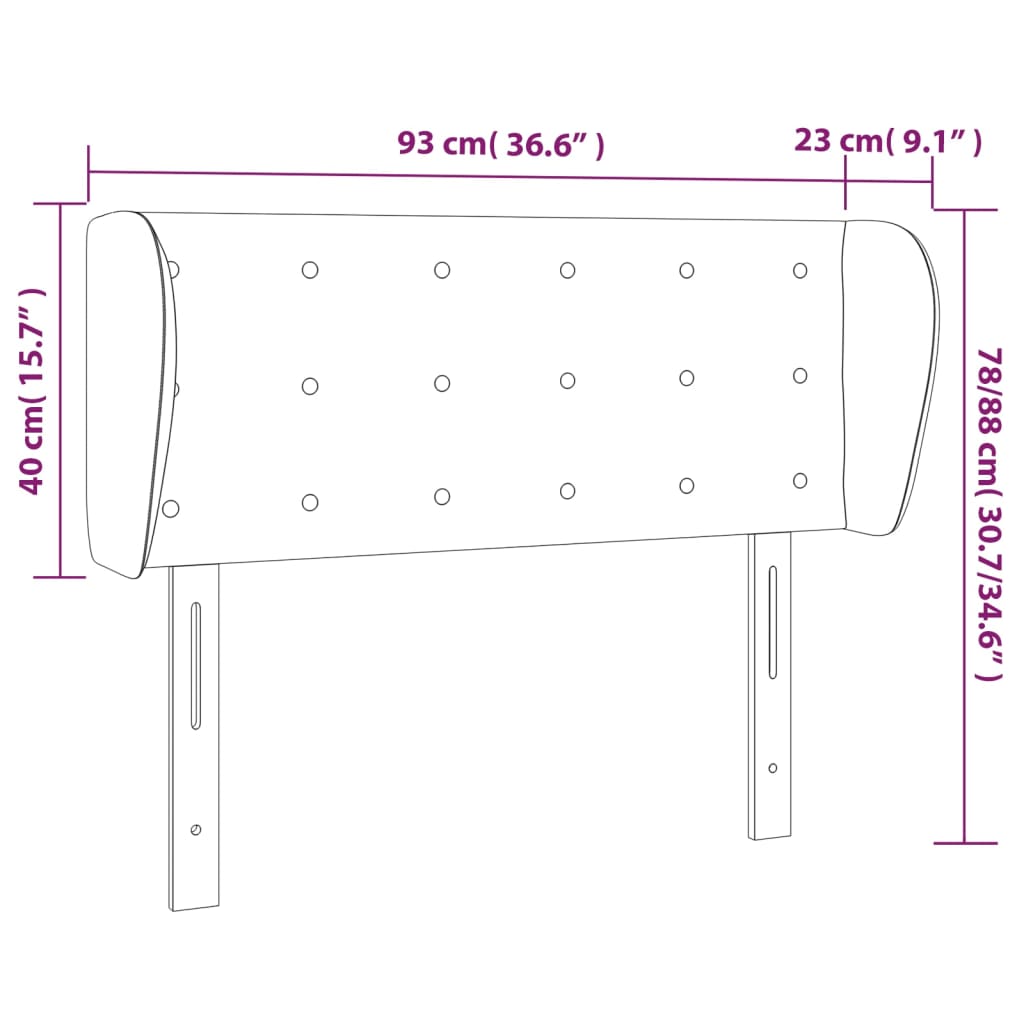 sengegavl med kanter 93x23x78/88 cm kunstlæder cappuccino