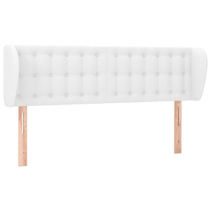 sengegavl med kanter 147x23x78/88 cm kunstlæder hvid