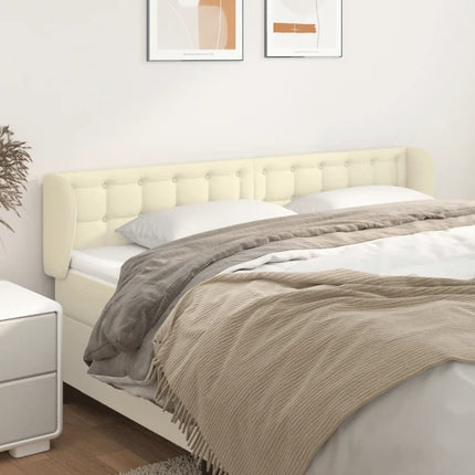 sengegavl med kanter 183x23x78/88 cm kunstlæder cremefarvet