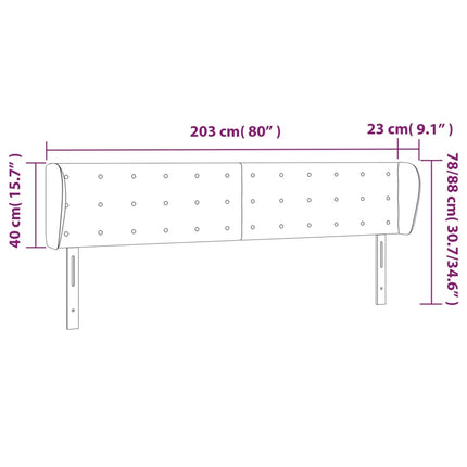 sengegavl med kanter 203x23x78/88 cm kunstlæder grå