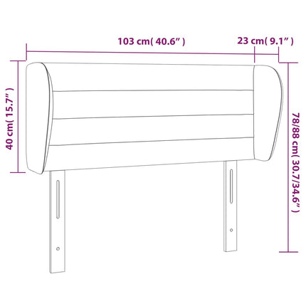 sengegavl med kanter 103x23x78/88 cm stof sort