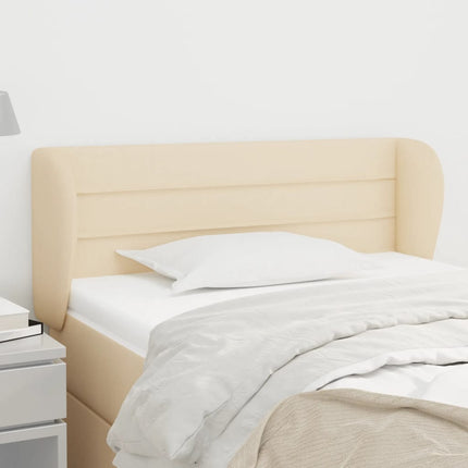 sengegavl med kanter 103x23x78/88 cm stof cremefarvet