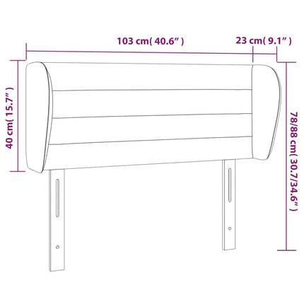 sengegavl med kanter 103x23x78/88 cm stof blå