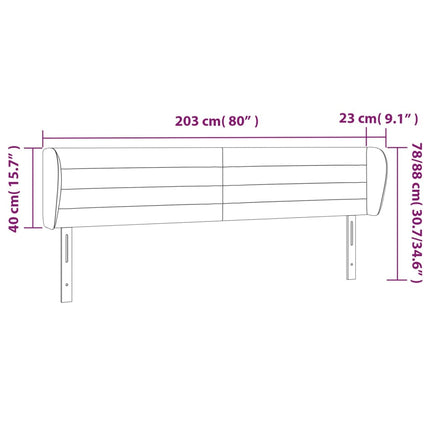 sengegavl med kanter 203x23x78/88 cm stof cremefarvet