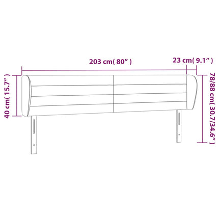 sengegavl med kanter 203x23x78/88 cm stof blå