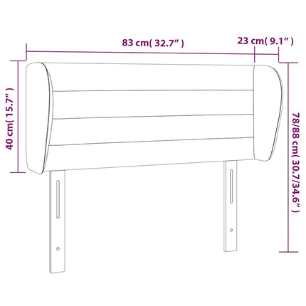 sengegavl med kanter 83x23x78/88 cm fløjl mørkeblå