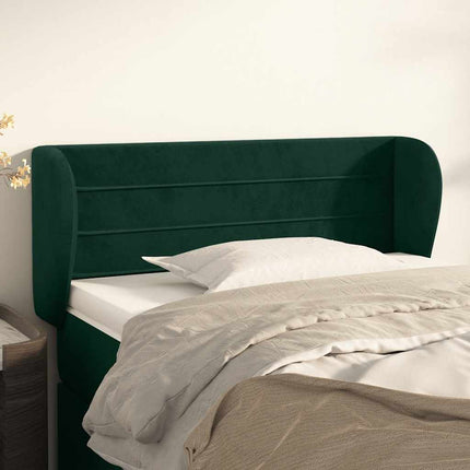 sengegavl med kanter 93x23x78/88 cm fløjl mørkegrøn