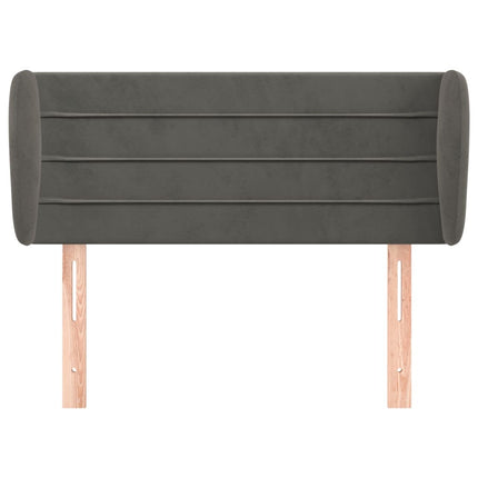 sengegavl med kanter 103x23x78/88 cm fløjl mørkegrå